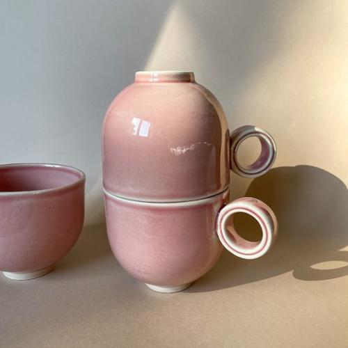 filiżanka 220 ml z uchem (jasny róż)